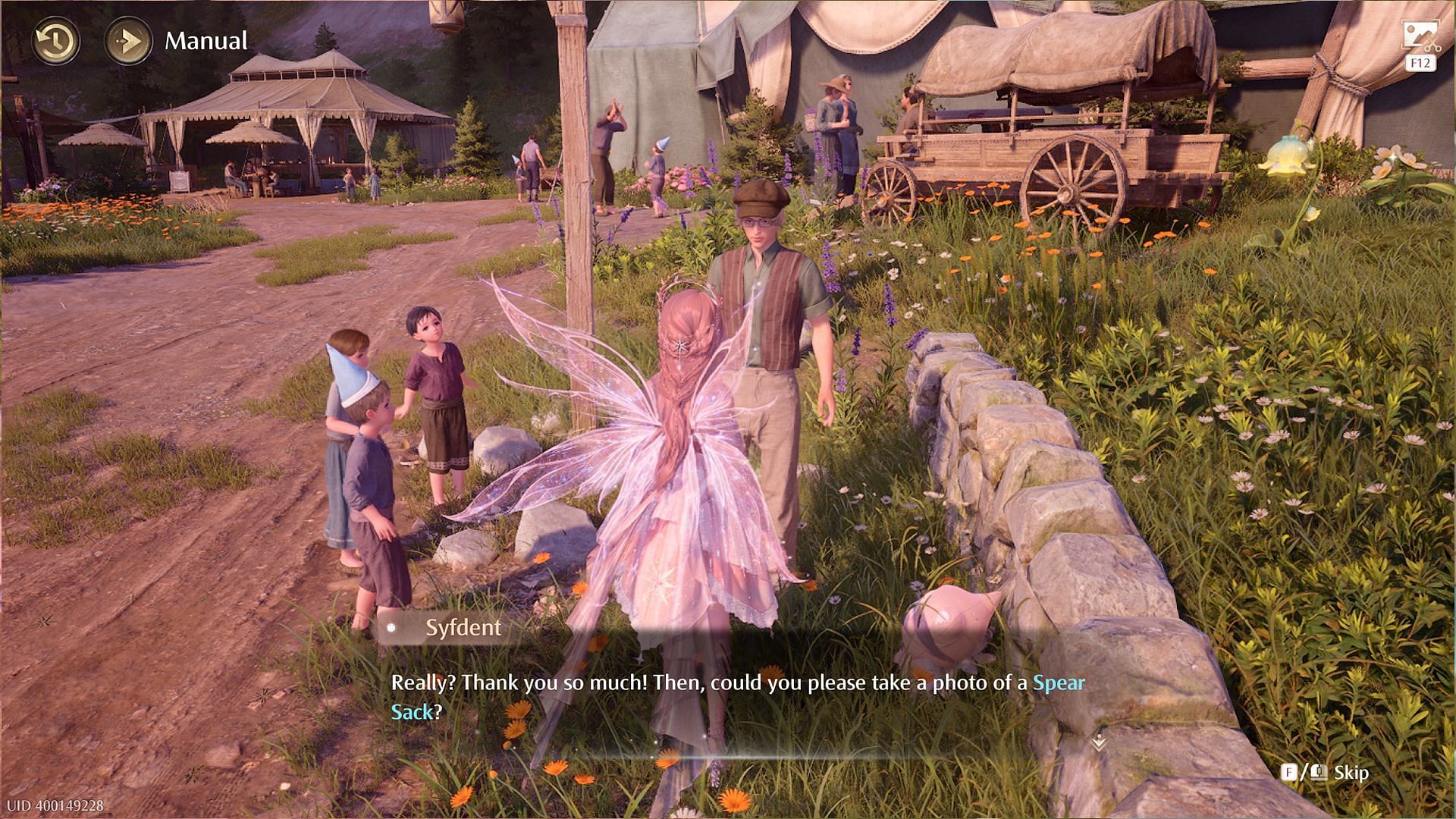 Syfdent will ask Nikki to take a picture of a Spear Sack (Image via Sportskeeda Gaming/Infold Games)